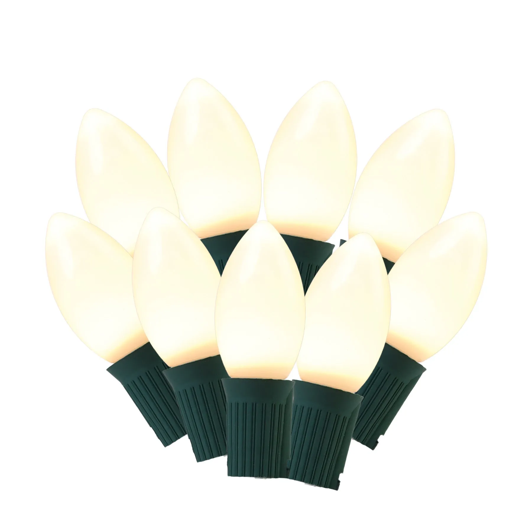 25L Classic C9 LED Retro Fit Light Set in Warm White Ceramic/Green Wire