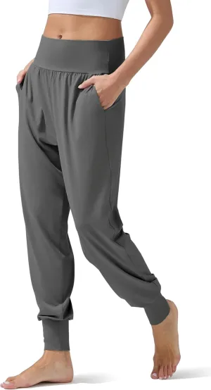 AFITNE Women's Yoga Joggers Cuffed Loose Workout Fold Over Sweatpants Comfy High Waisted Lounge Pants with Pockets