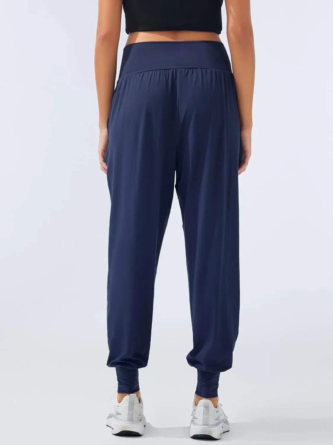 AFITNE Women's Yoga Joggers Cuffed Loose Workout Fold Over Sweatpants Comfy High Waisted Lounge Pants with Pockets