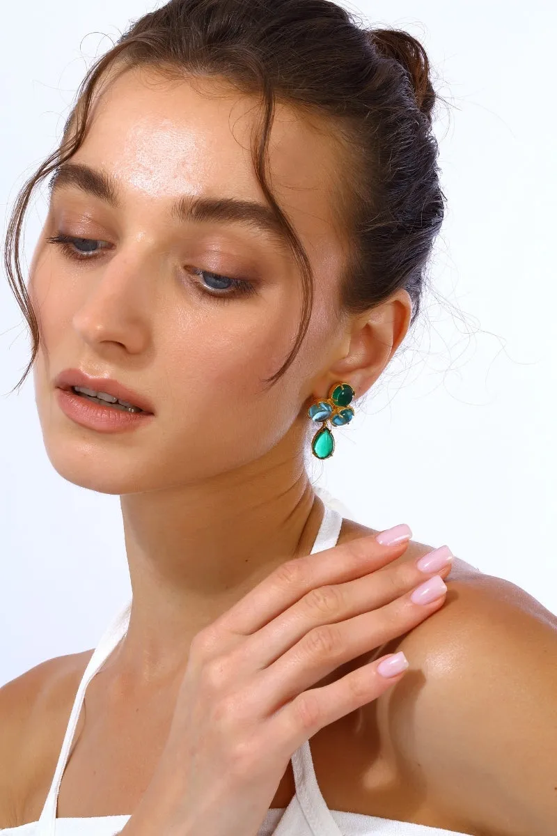 AQUA EARRINGS IN BLUE AND GREEN