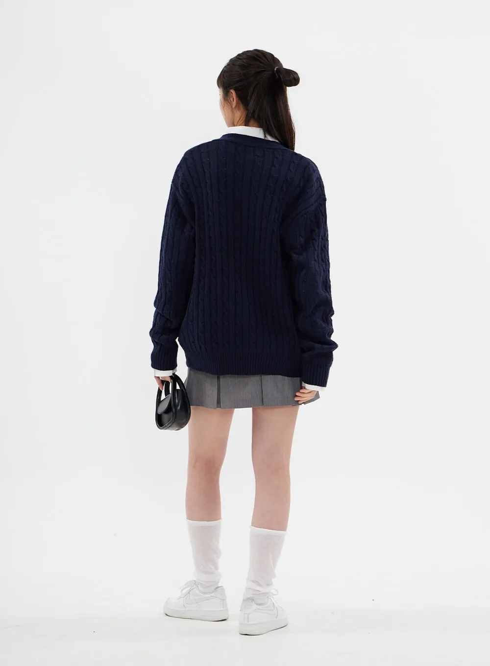 Cable Knit Relaxed Fit Cardigan C7102