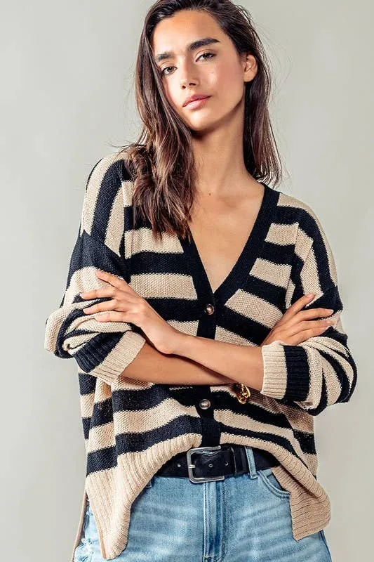 Carly Cozy and Free Striped Cardigan