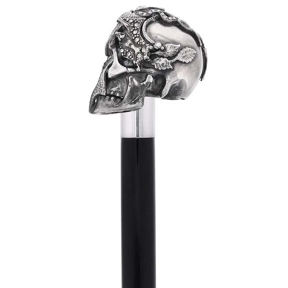 Italian Luxury: Skull & Snakes Cane, Crafted in 925r Silver