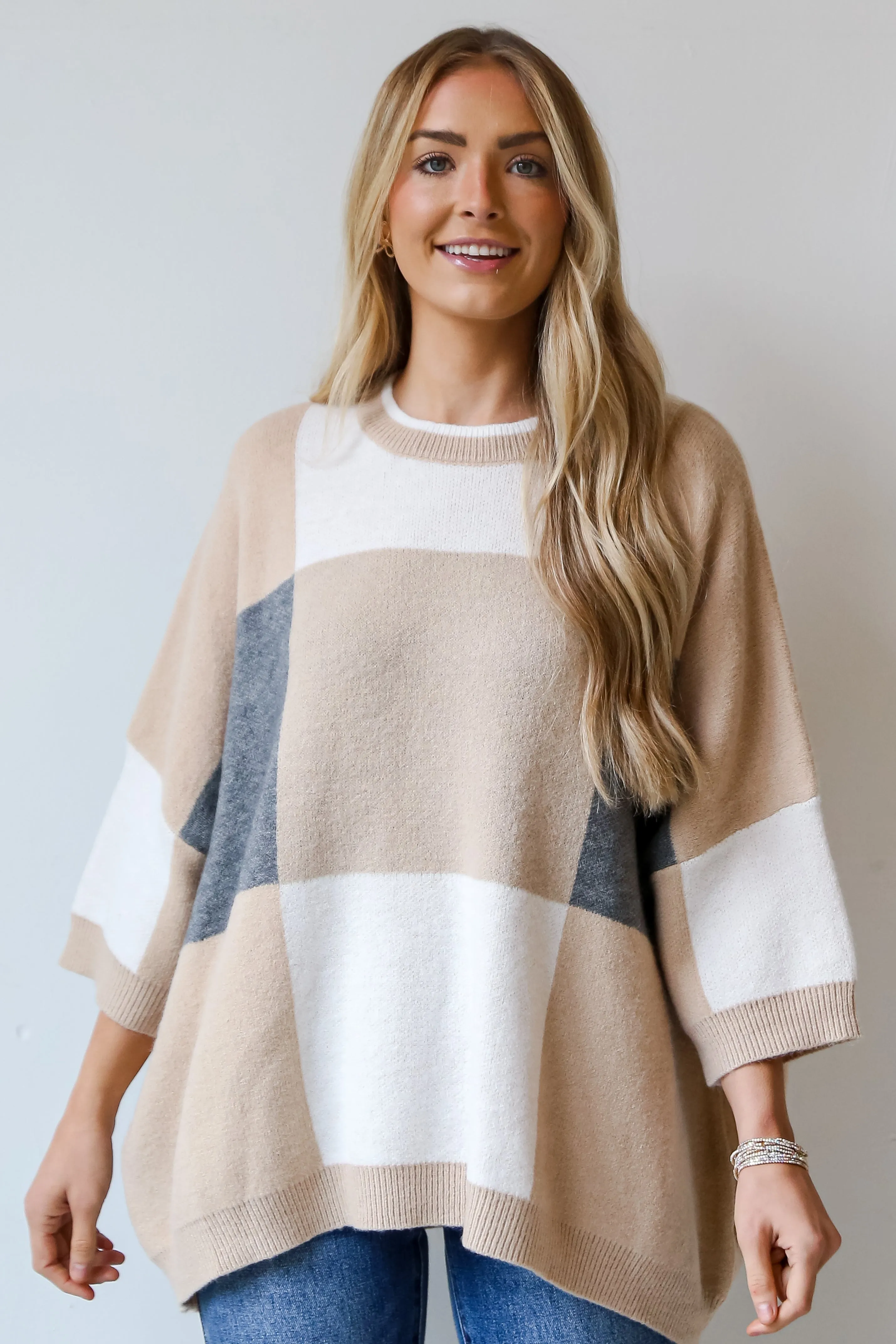 Love All Of You Ivory Color Block Oversized Sweater