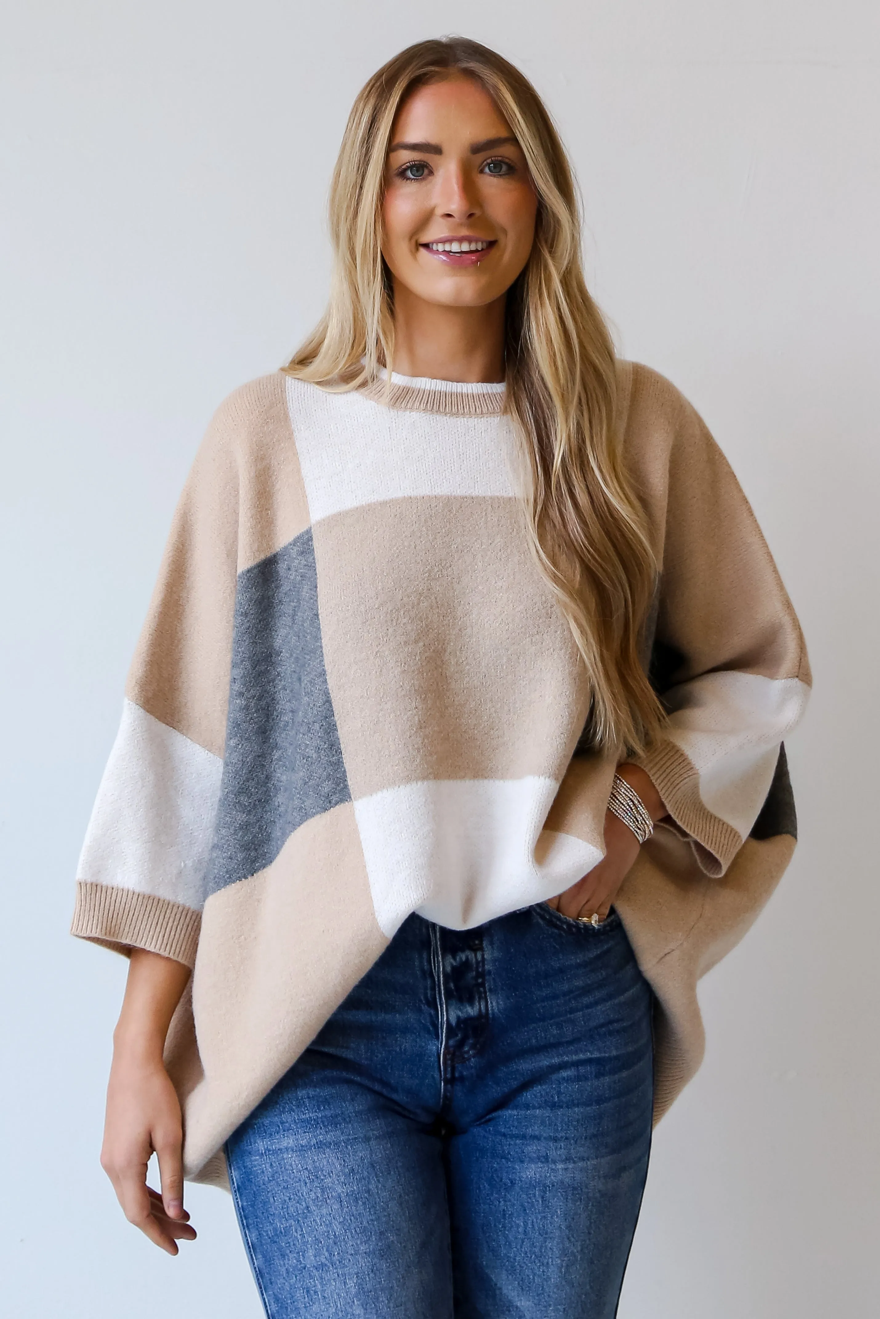 Love All Of You Ivory Color Block Oversized Sweater