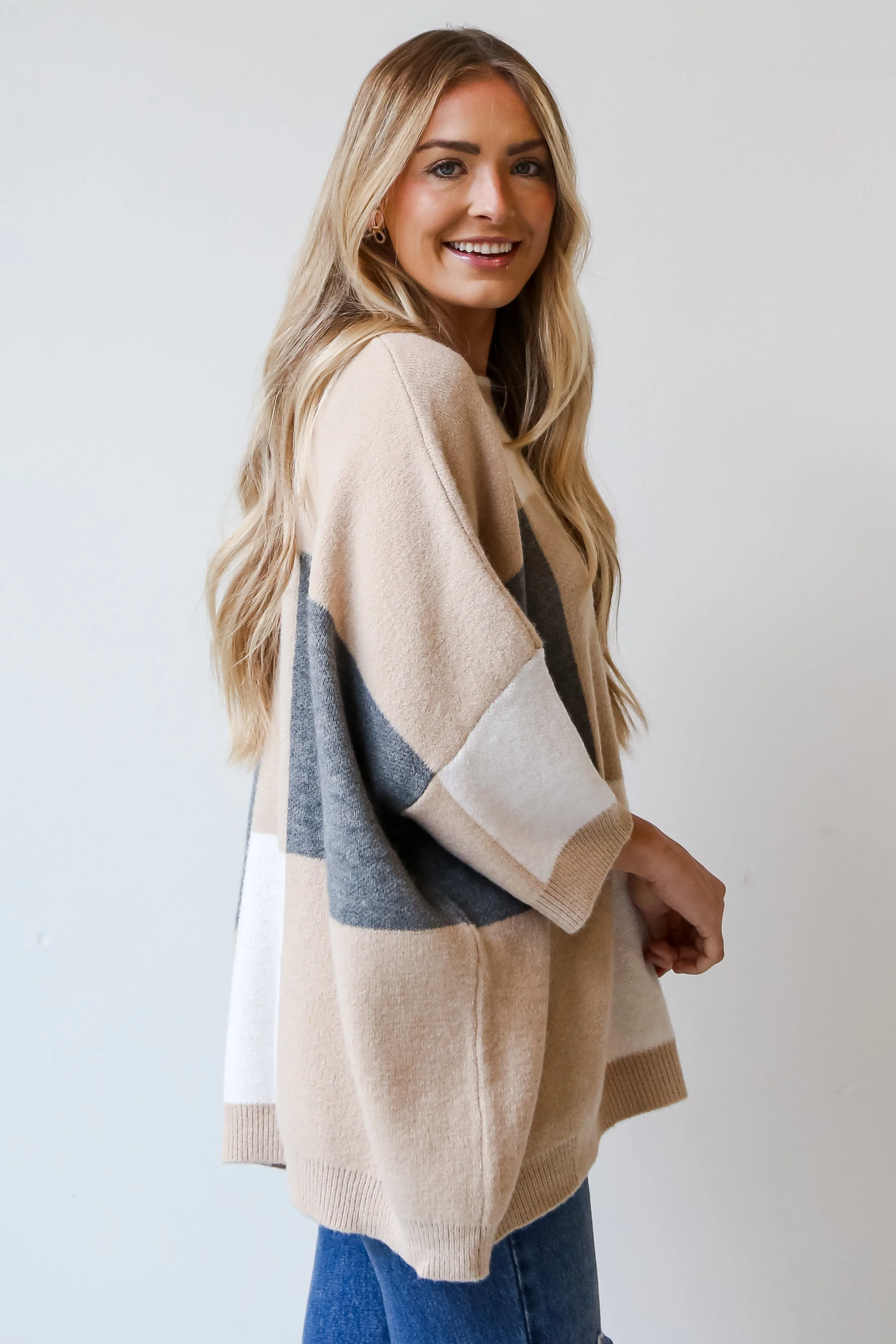 Love All Of You Ivory Color Block Oversized Sweater