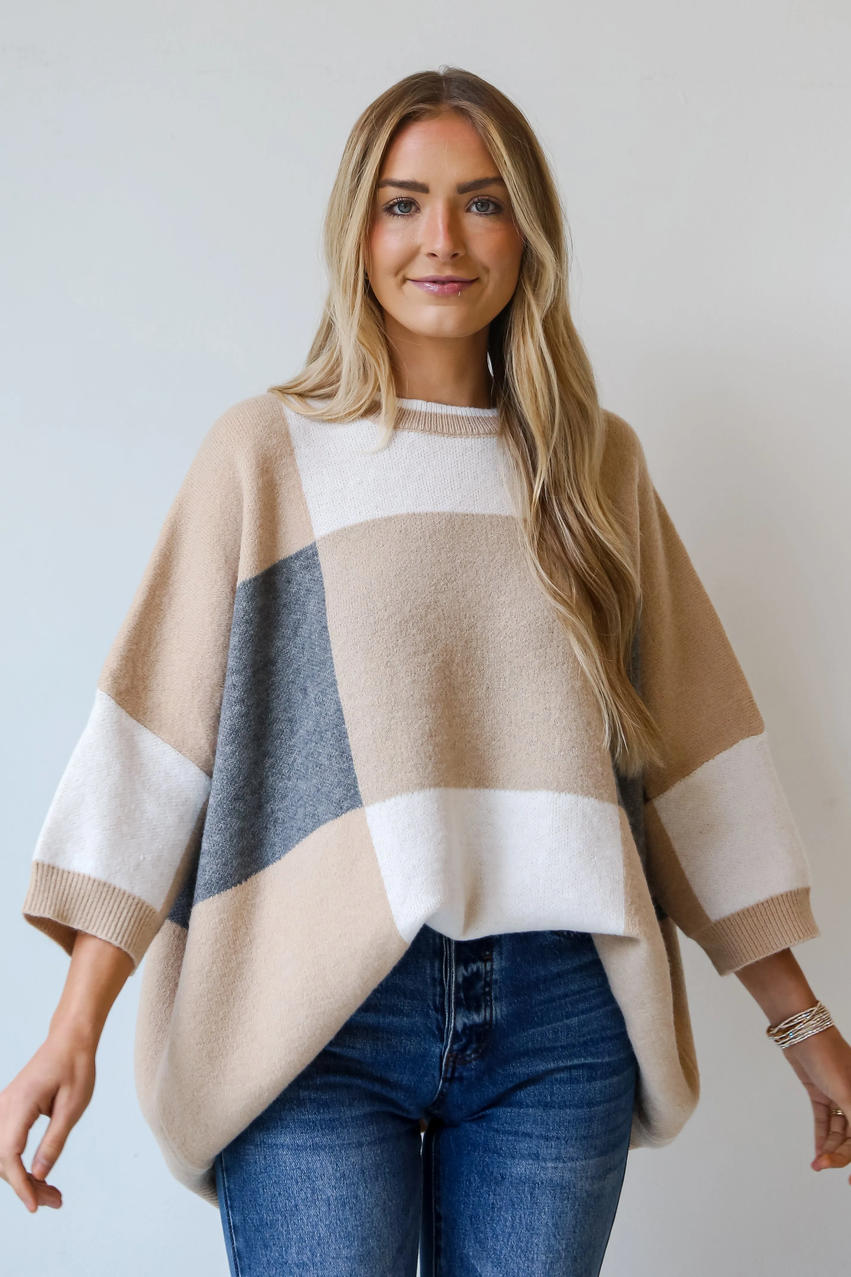 Love All Of You Ivory Color Block Oversized Sweater