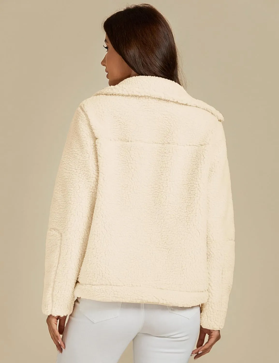 luvamia Sherpa Jackets for Women Trendy Zip Up Long Sleeve Winter Fall Casual Warm Fleece Coat Jackets with Pockets