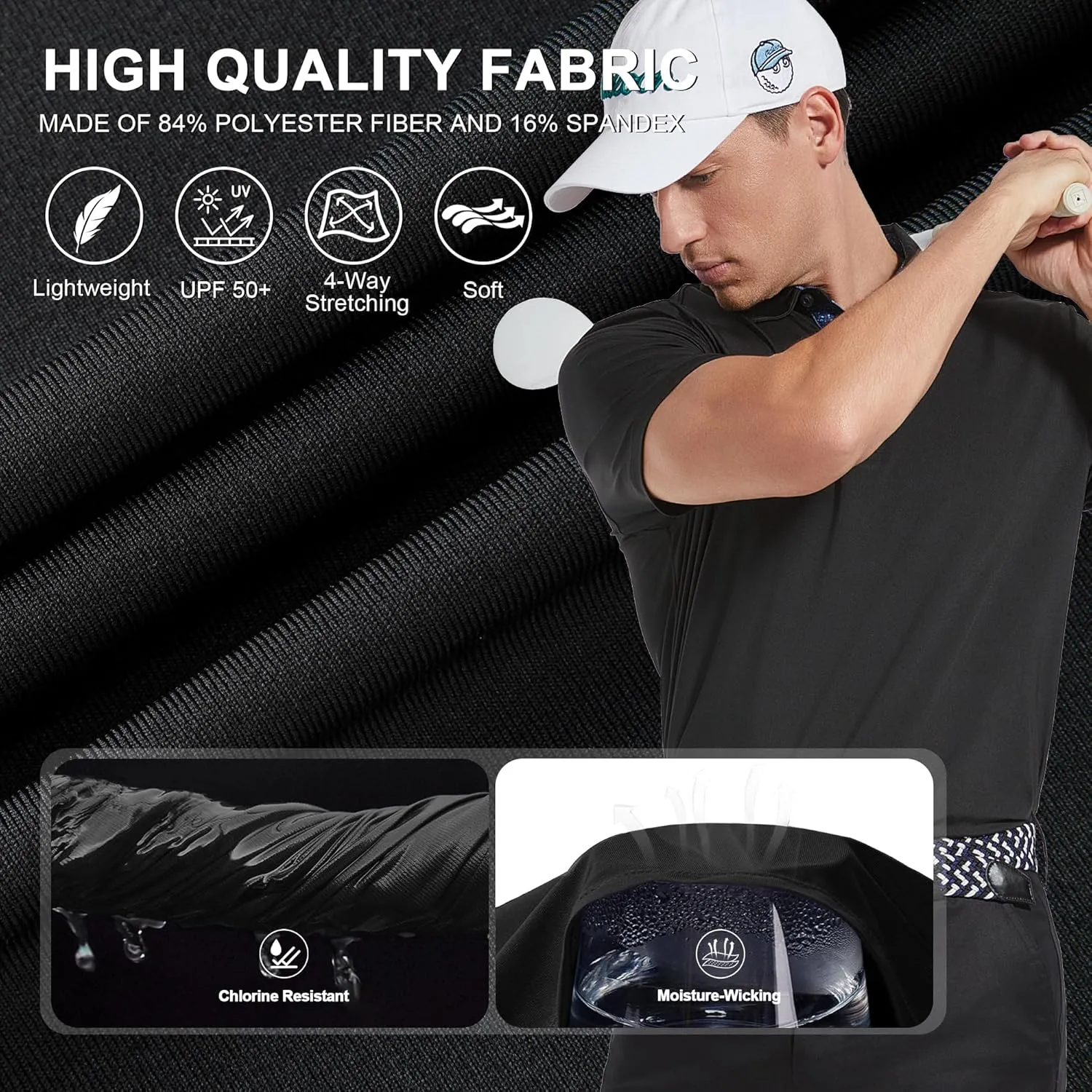 Mens Polo Shirts Short Casual Solid Stylish Dry Fit Performance Designed Collared Golf Polo Shirts for Men