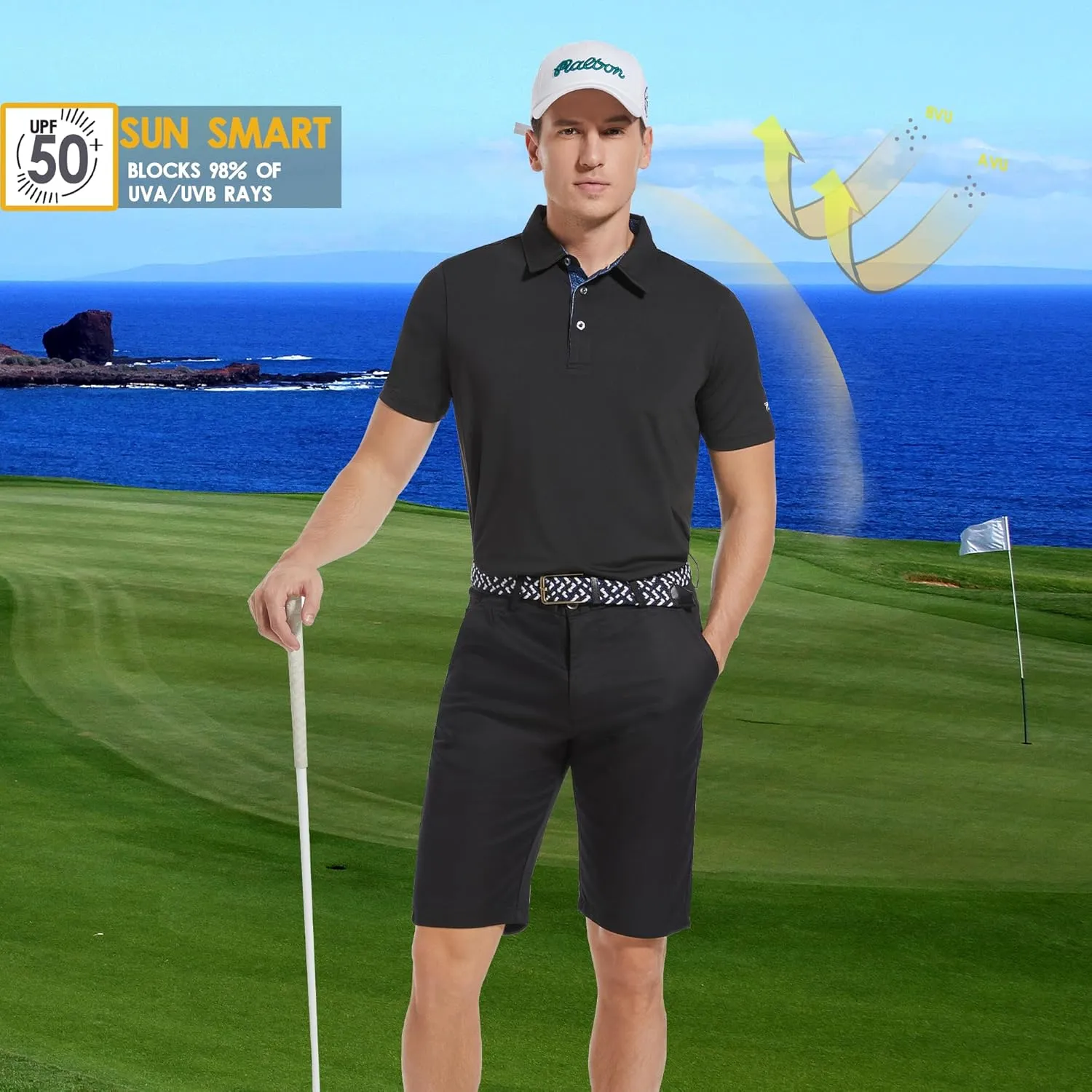Mens Polo Shirts Short Casual Solid Stylish Dry Fit Performance Designed Collared Golf Polo Shirts for Men