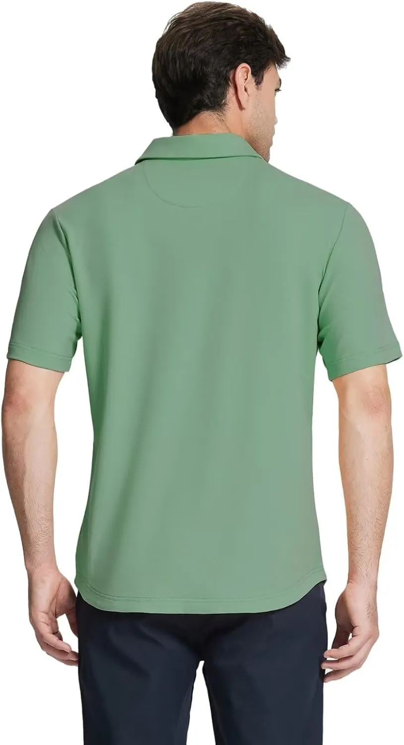 Mens Quarter Zip Polo Shirt Long and Short Sleeve Collared Shirts Moisture Wicking Performance Golf Polo Shirts