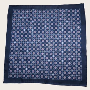 Navy Blue White Pink Dot Stylish and Elegant Silk Pocket Square