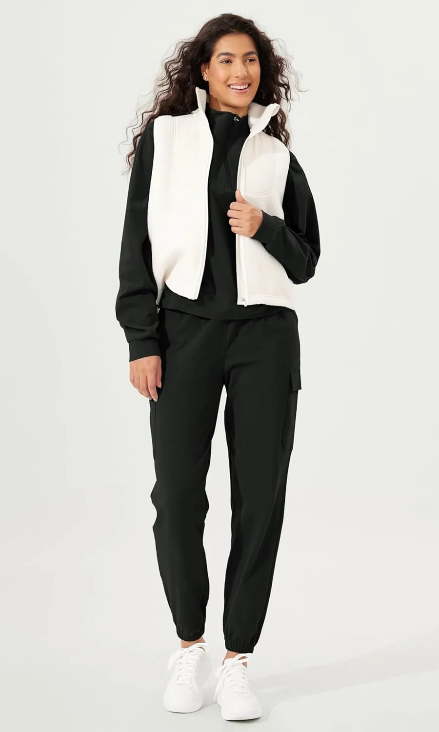 ODODOS Cargo Jogger Pants for Women Purevibe Cotton Mid Waist Track Cuff Lounge Sweatpant with Pockets