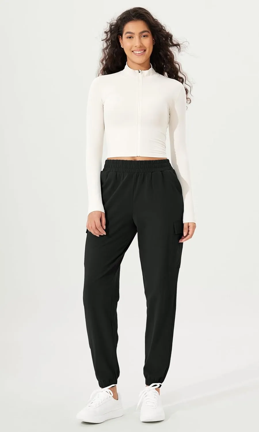 ODODOS Cargo Jogger Pants for Women Purevibe Cotton Mid Waist Track Cuff Lounge Sweatpant with Pockets