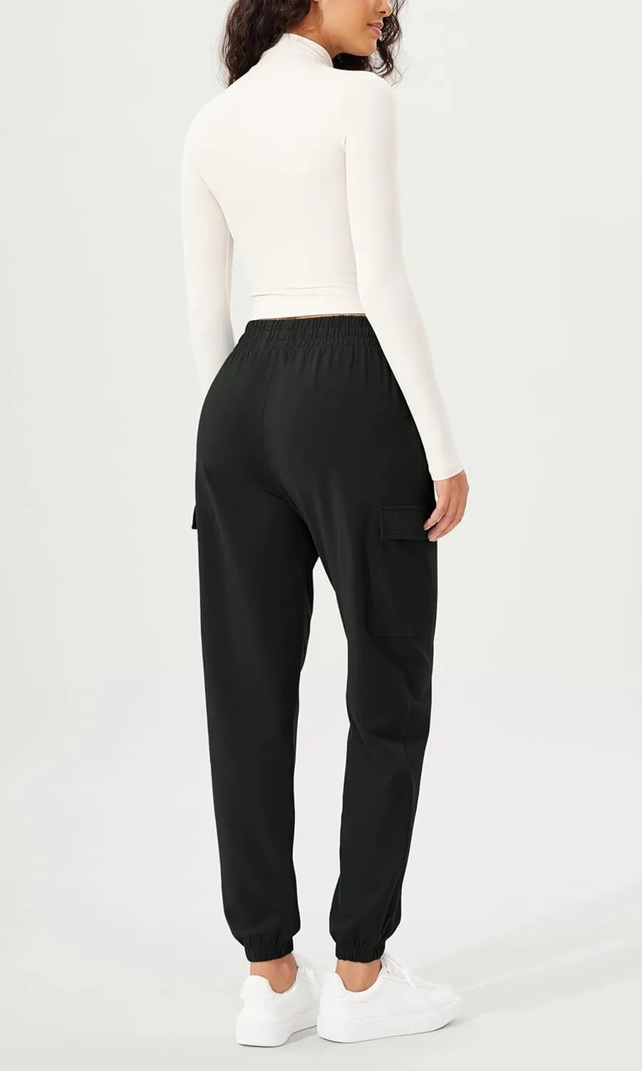 ODODOS Cargo Jogger Pants for Women Purevibe Cotton Mid Waist Track Cuff Lounge Sweatpant with Pockets