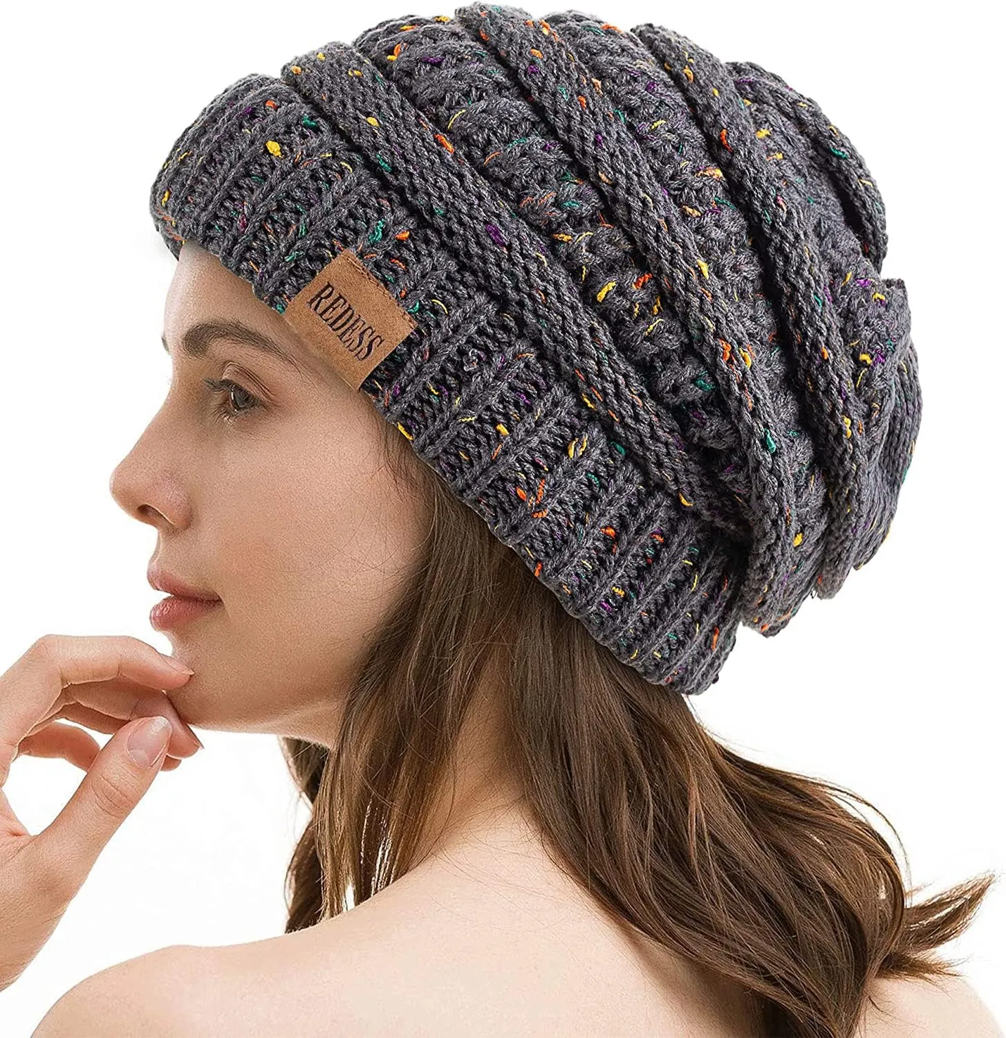 REDESS Slouchy Beanie Hat for Men and Women Winter Warm Chunky Soft Oversized Cable Knit Cap