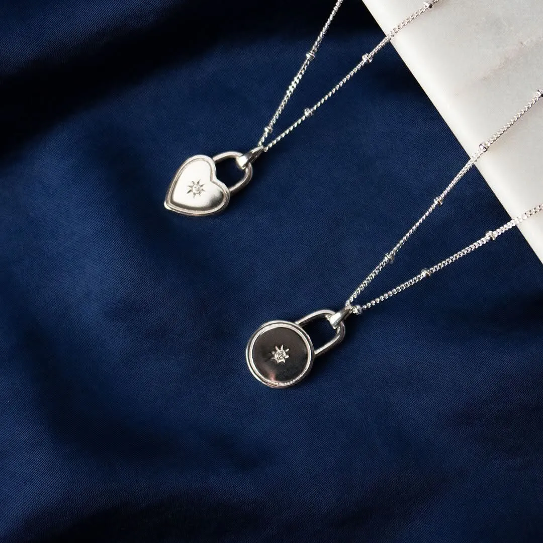 Silver Small Heart Diamond Necklace