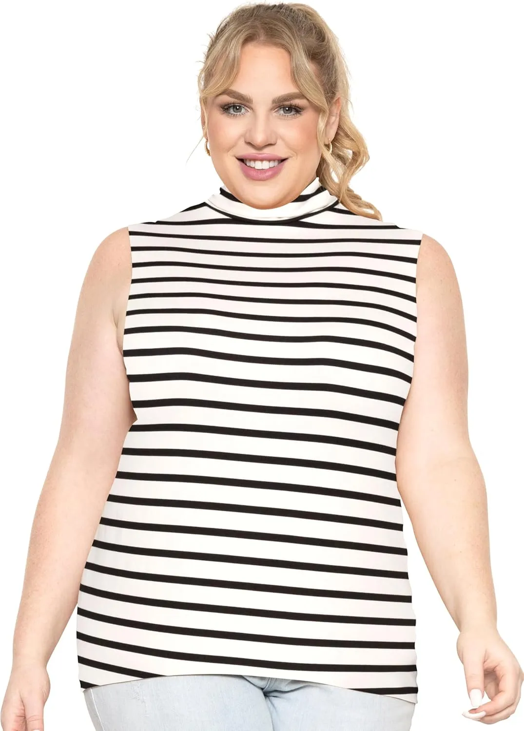 STRETCH IS COMFORT Women's Plus Oh So Soft Sleeveless Mock Neck Top - Perfectly Stylish, Cozy Essential for Everyday XS-5XL