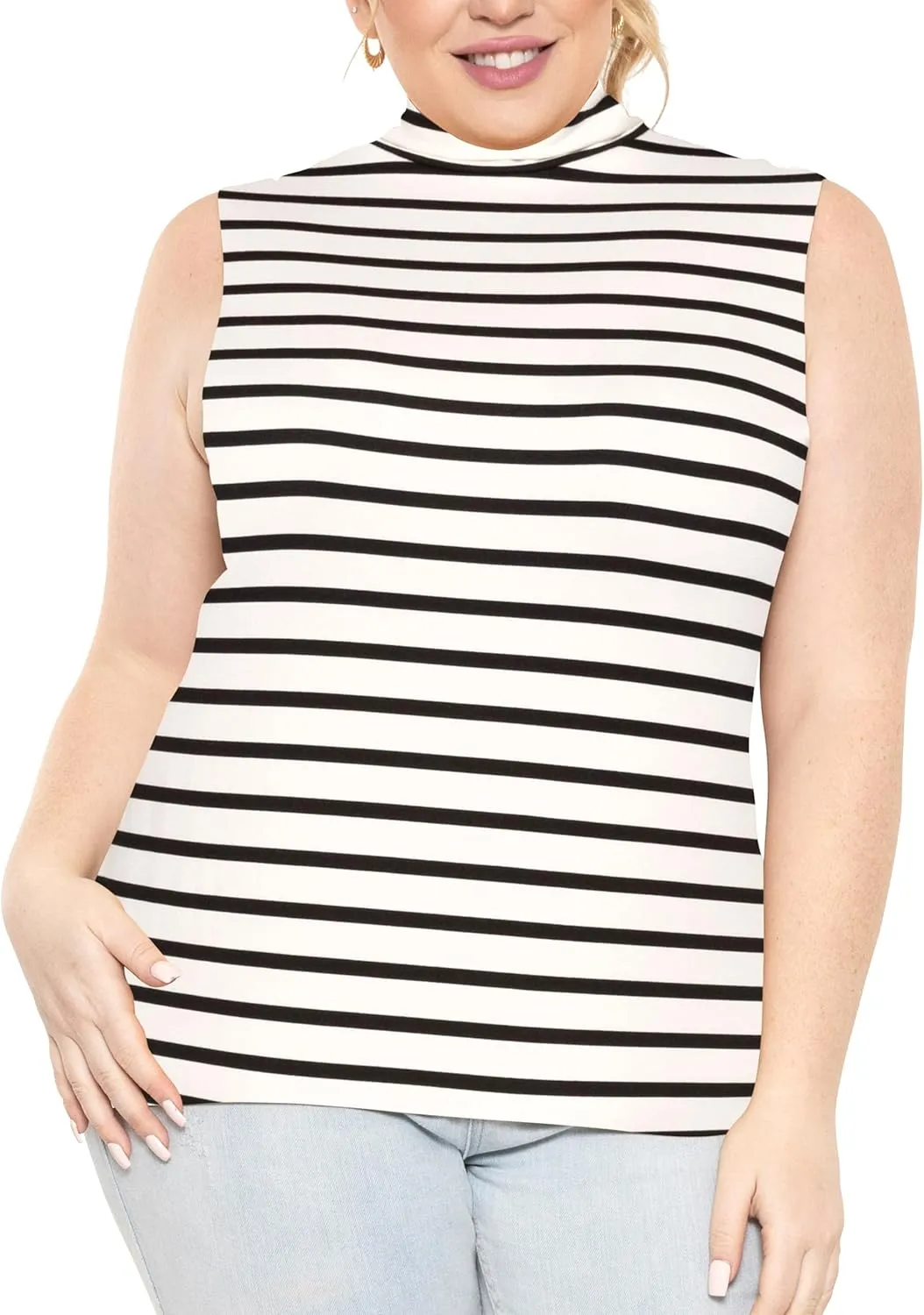 STRETCH IS COMFORT Women's Plus Oh So Soft Sleeveless Mock Neck Top - Perfectly Stylish, Cozy Essential for Everyday XS-5XL