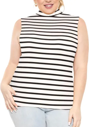 STRETCH IS COMFORT Women's Plus Oh So Soft Sleeveless Mock Neck Top - Perfectly Stylish, Cozy Essential for Everyday XS-5XL