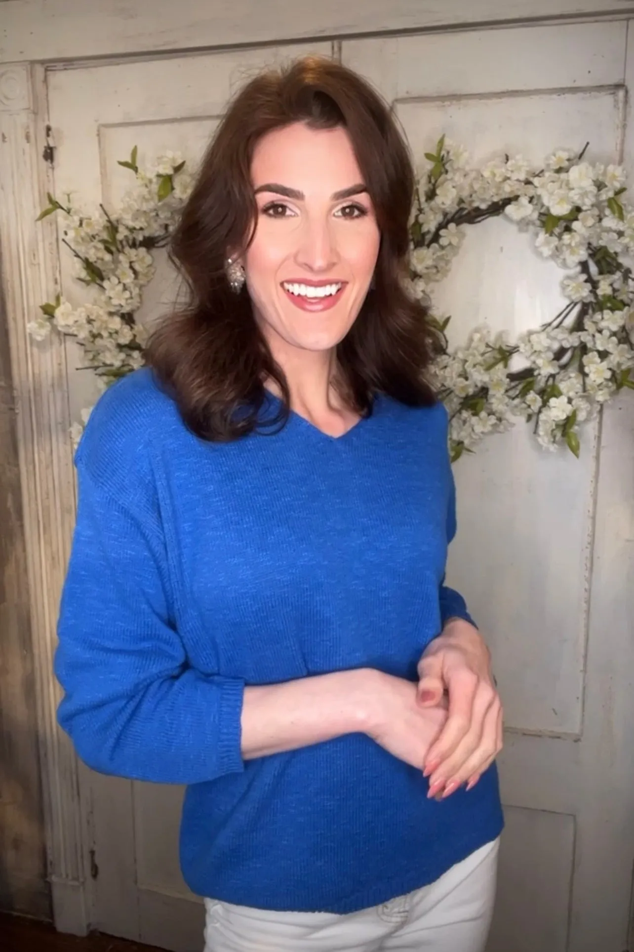 V- Neck Cotton Crop Sweater
