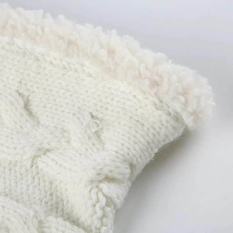Vintage Fluffy Twisted Knitted Mini Skirt