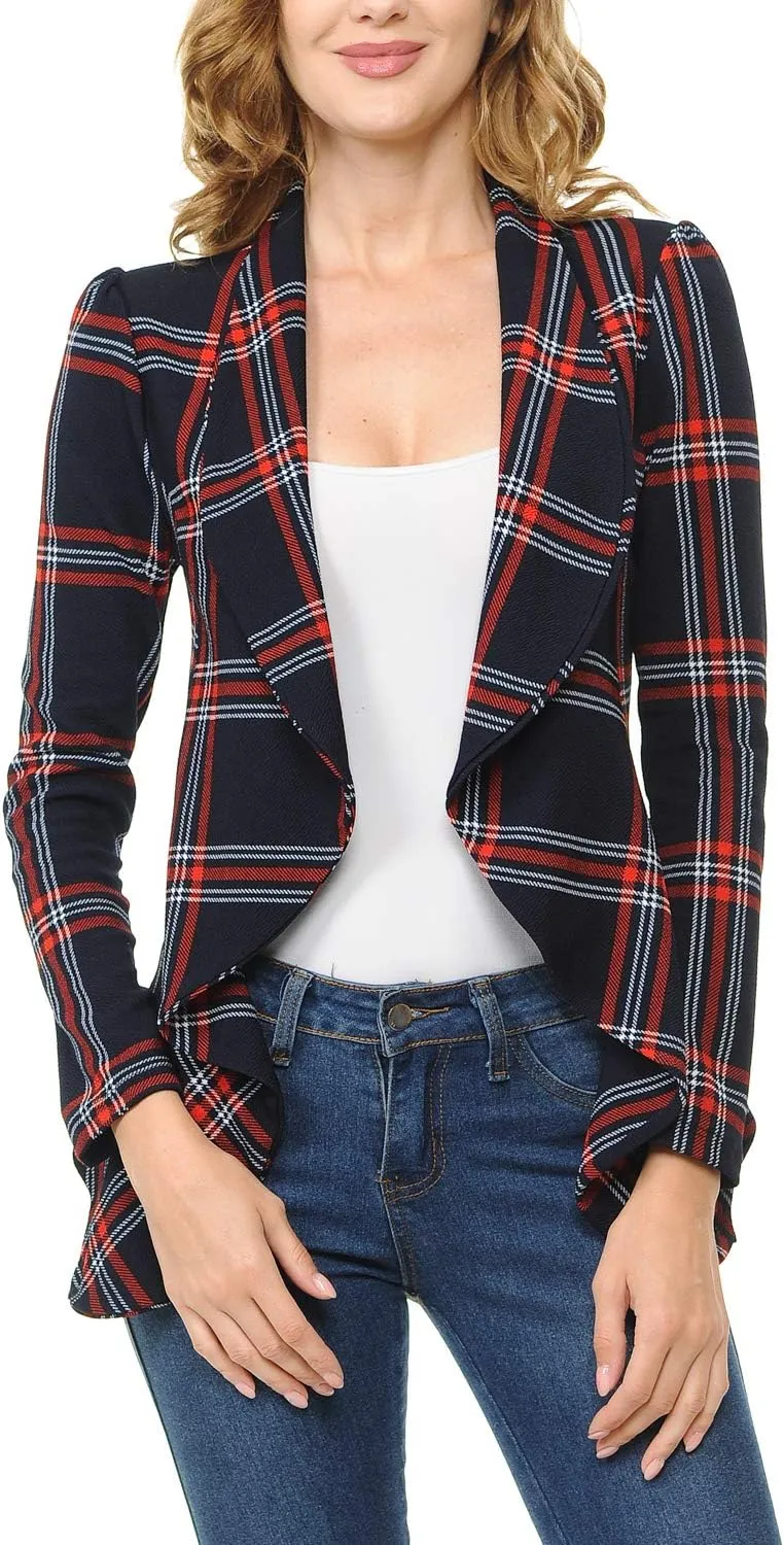 Women's Long Sleeve Classic Draped Open Front Lightweight Blazer(S-3XL)