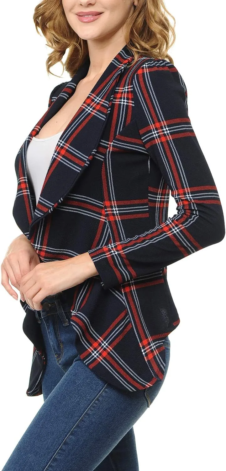 Women's Long Sleeve Classic Draped Open Front Lightweight Blazer(S-3XL)
