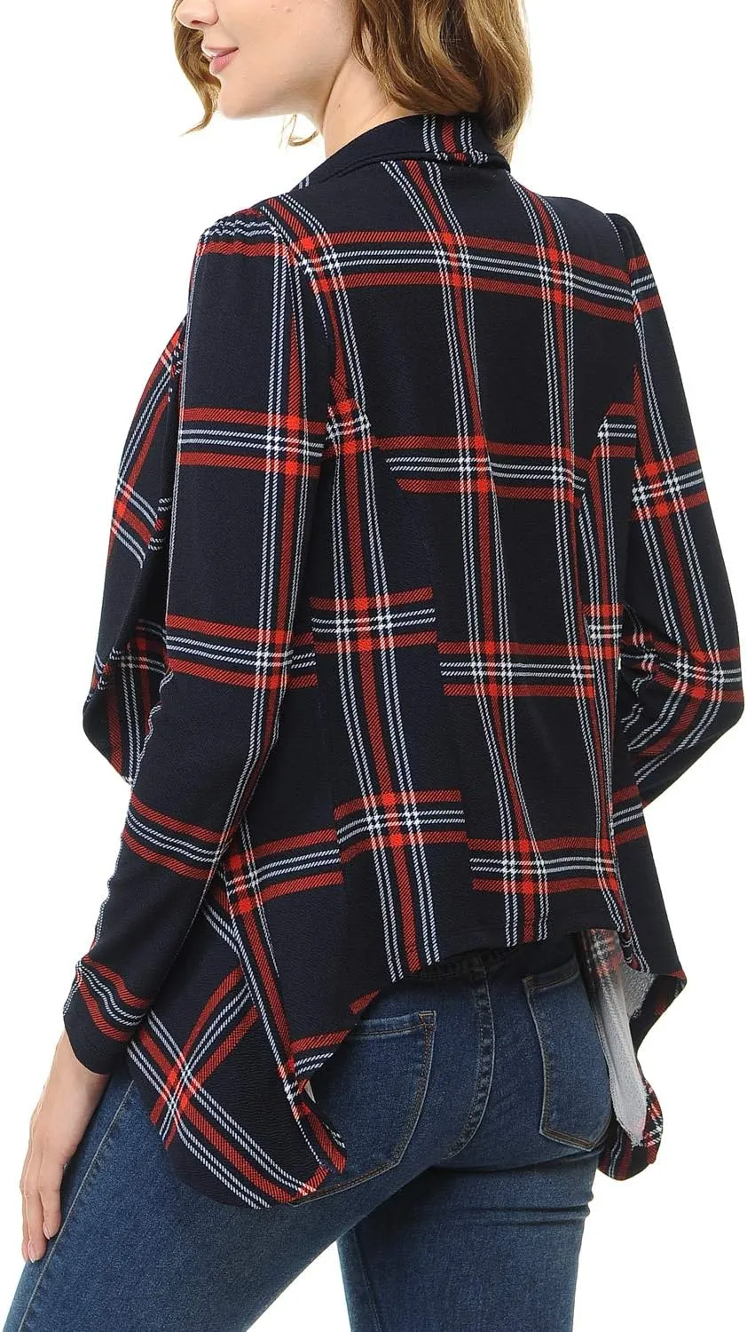 Women's Long Sleeve Classic Draped Open Front Lightweight Blazer(S-3XL)