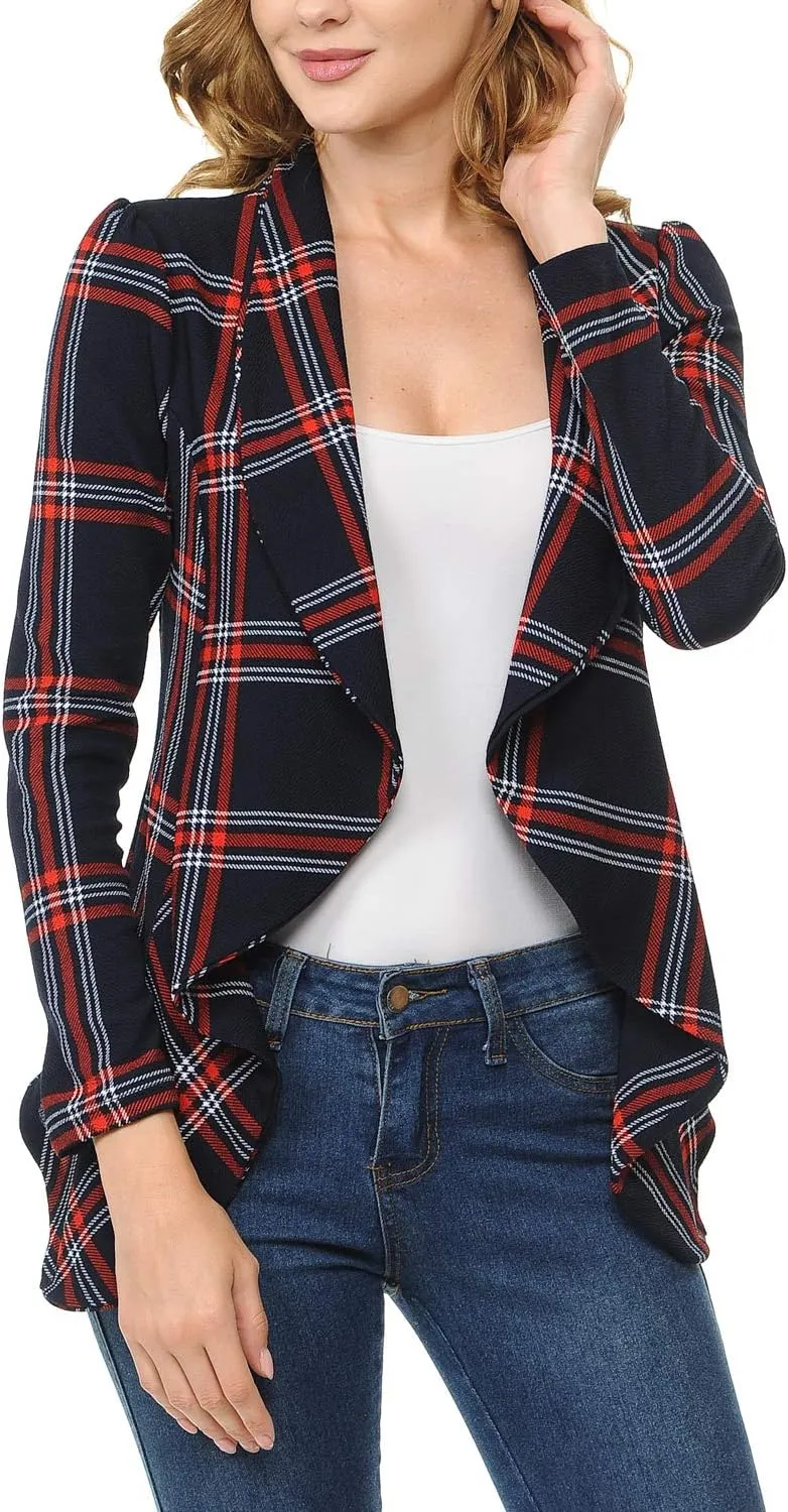 Women's Long Sleeve Classic Draped Open Front Lightweight Blazer(S-3XL)