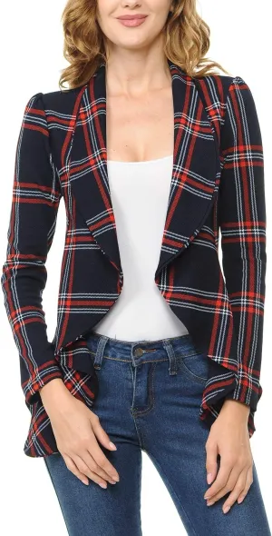 Women's Long Sleeve Classic Draped Open Front Lightweight Blazer(S-3XL)