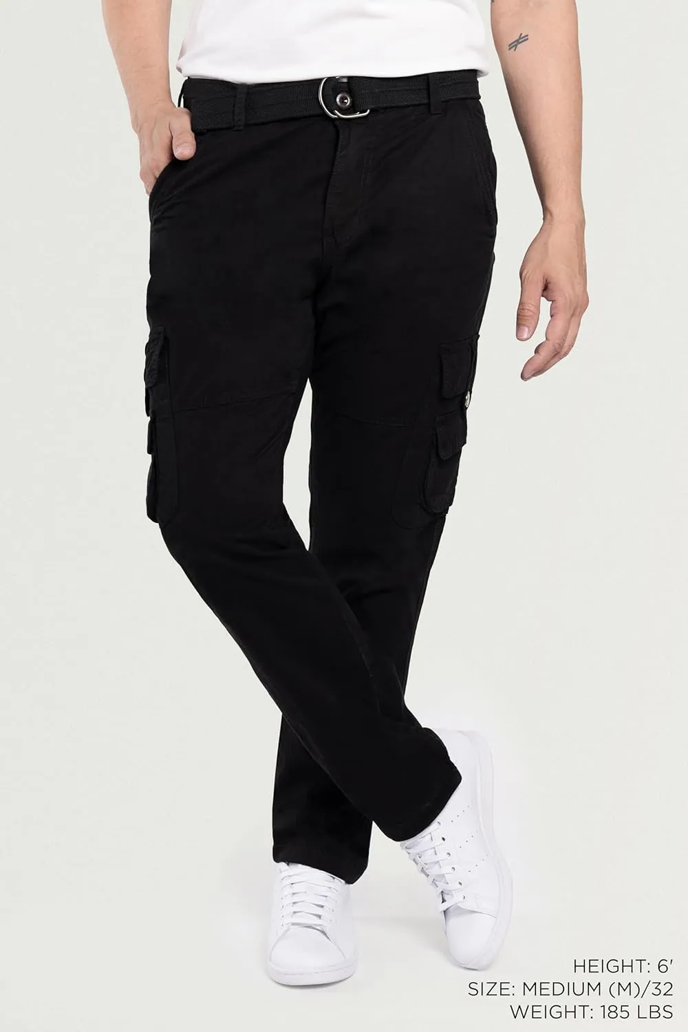 X RAY Mens Cargo Pants, Soft Cotton W/Deep Pockets & Belt Cargo Pants for Men Work and Travel