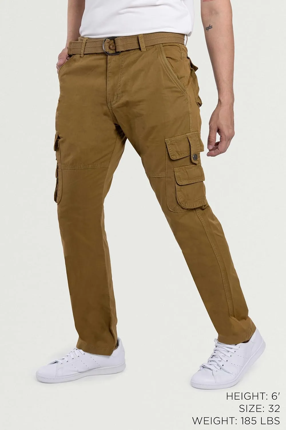 X RAY Mens Cargo Pants, Soft Cotton W/Deep Pockets & Belt Cargo Pants for Men Work and Travel