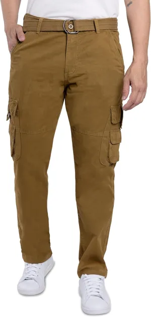 X RAY Mens Cargo Pants, Soft Cotton W/Deep Pockets & Belt Cargo Pants for Men Work and Travel