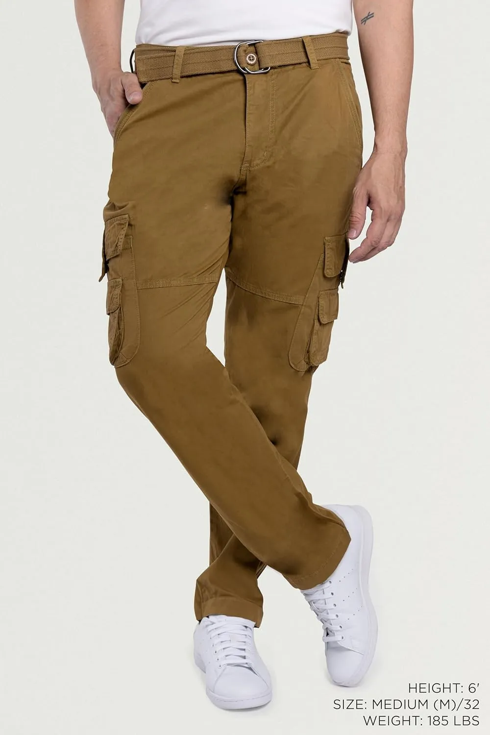 X RAY Mens Cargo Pants, Soft Cotton W/Deep Pockets & Belt Cargo Pants for Men Work and Travel