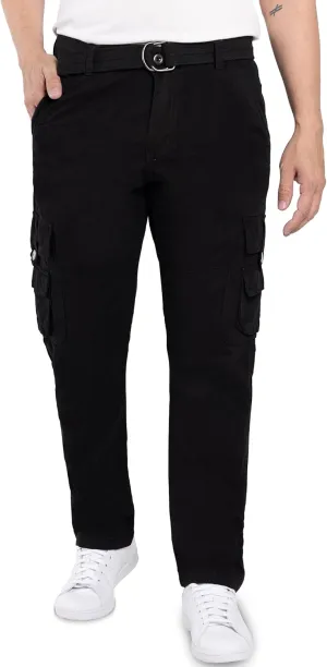 X RAY Mens Cargo Pants, Soft Cotton W/Deep Pockets & Belt Cargo Pants for Men Work and Travel