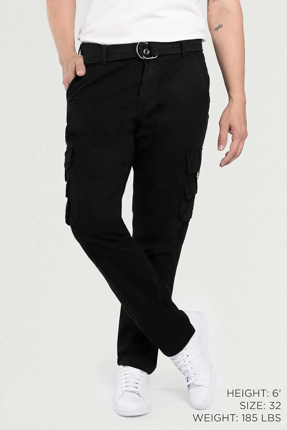 X RAY Mens Cargo Pants, Soft Cotton W/Deep Pockets & Belt Cargo Pants for Men Work and Travel