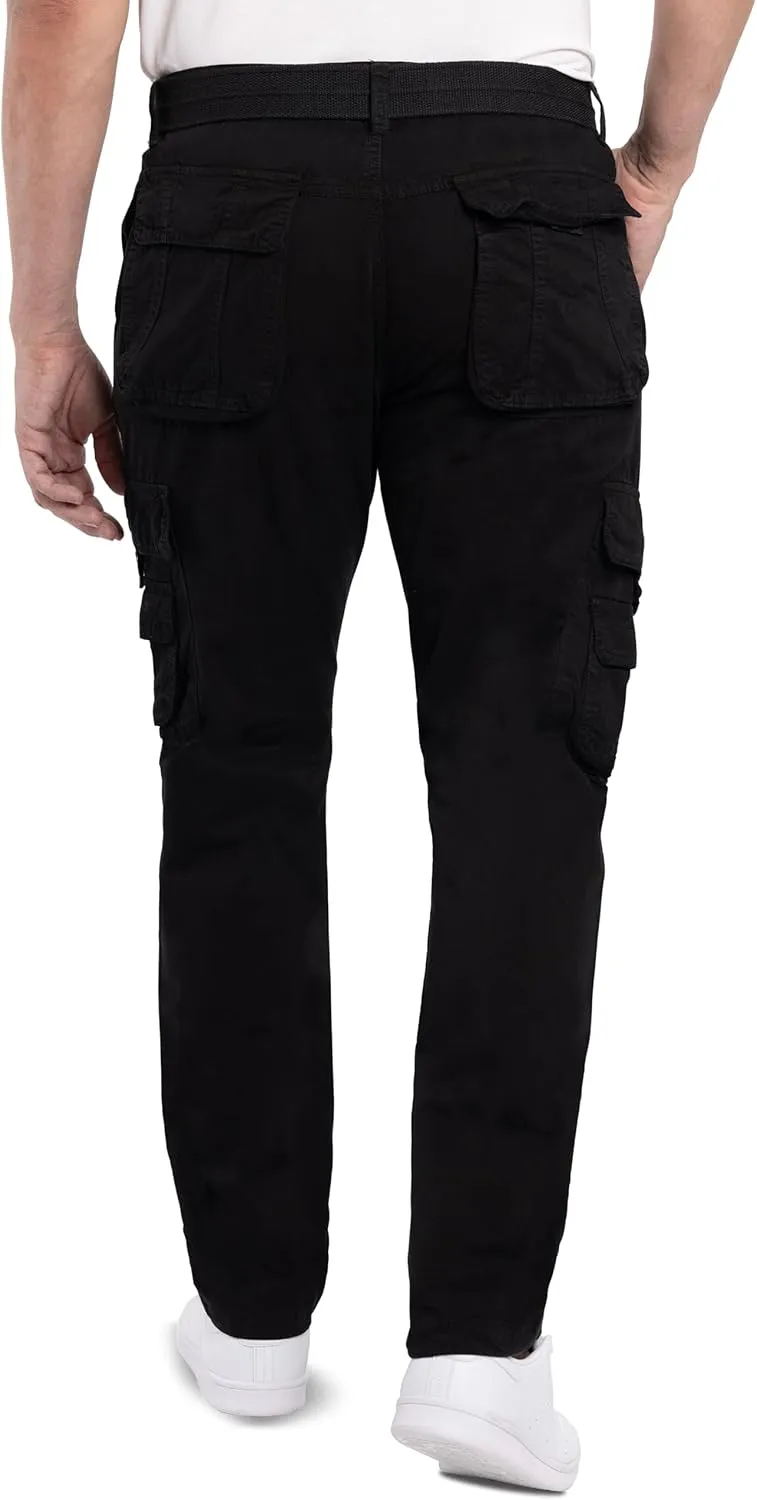 X RAY Mens Cargo Pants, Soft Cotton W/Deep Pockets & Belt Cargo Pants for Men Work and Travel